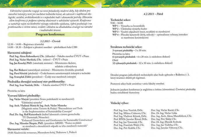 Udržitelná výstavba - program konference